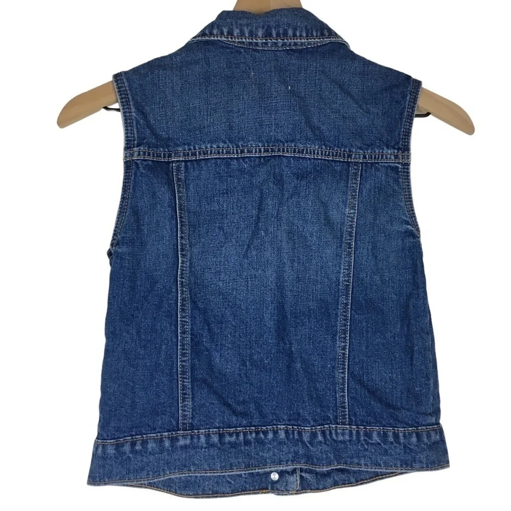 OLD NAVY Girl’s Denim Jean Vest Medium Wash 100% Cotton Western Size XL (14)